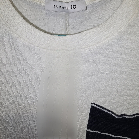 Summer10 Knit Short sleeve Blouse White w/ Navy Accents - Small - Picture 5 of 8